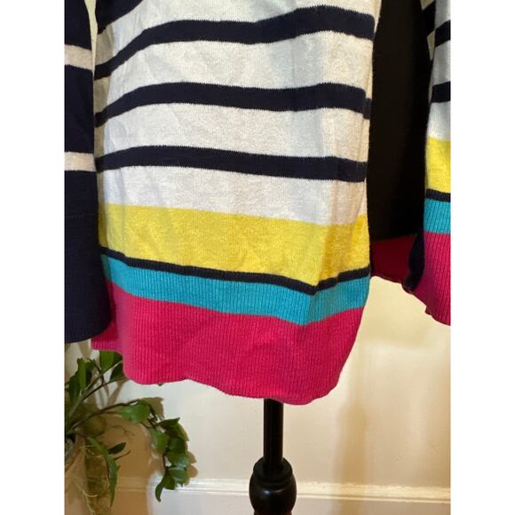 Lilly Pulitzer cardigan sweater striped blue white pink yellow XS extra small - Picture 5 of 9